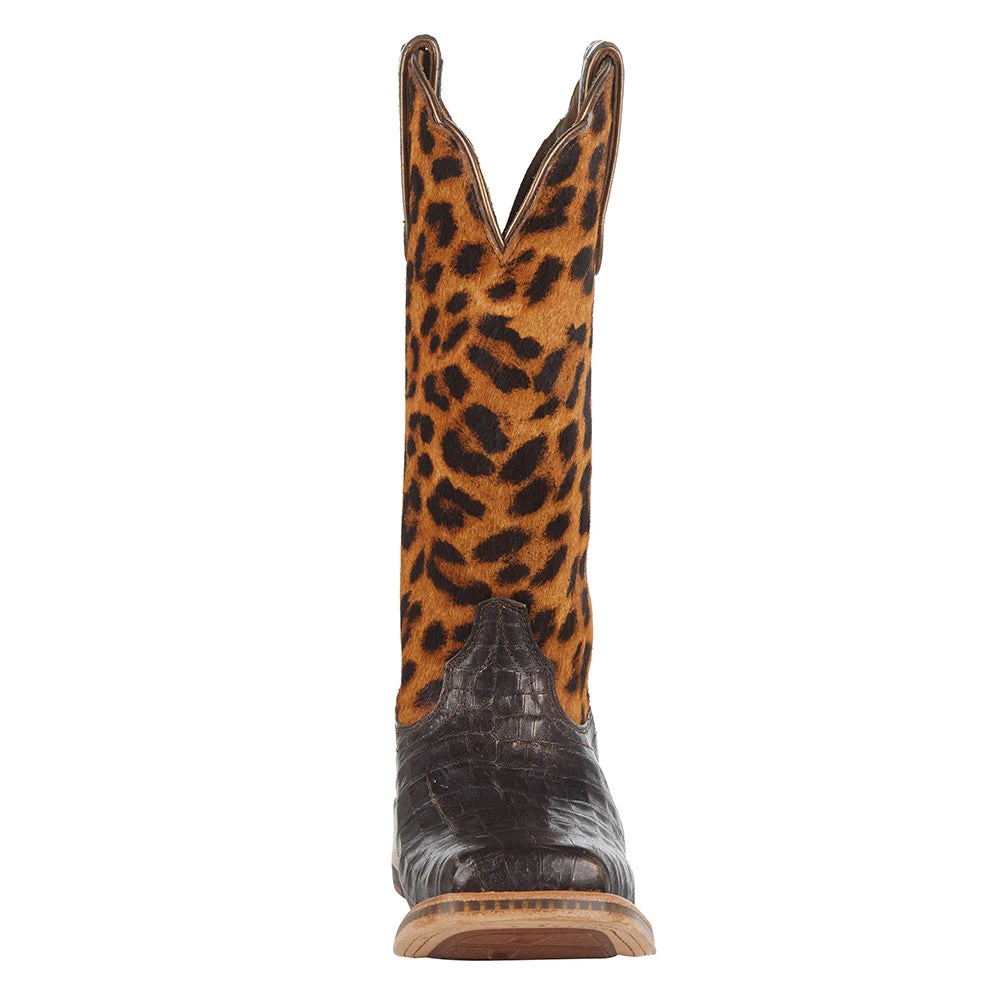 Ariat Women's Chocolate Caiman 12in. Leopard Top Cowgirl Boot - Image 2