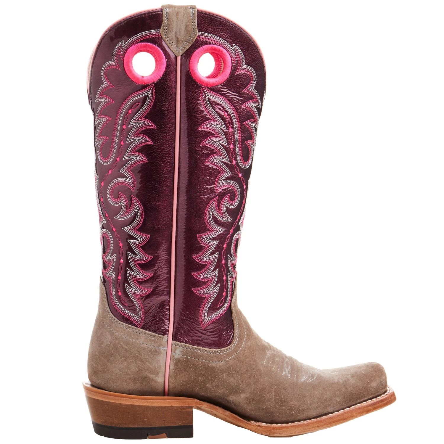 Ariat Women's Futurity Smokey Roughout/ Wine Patent 13 In Top Boot - Image 4