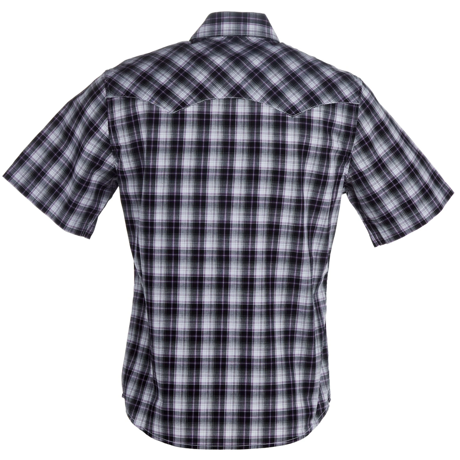 Wrangler Men's Retro Black Plaid Snap Short Sleeve Shirt - Image 5