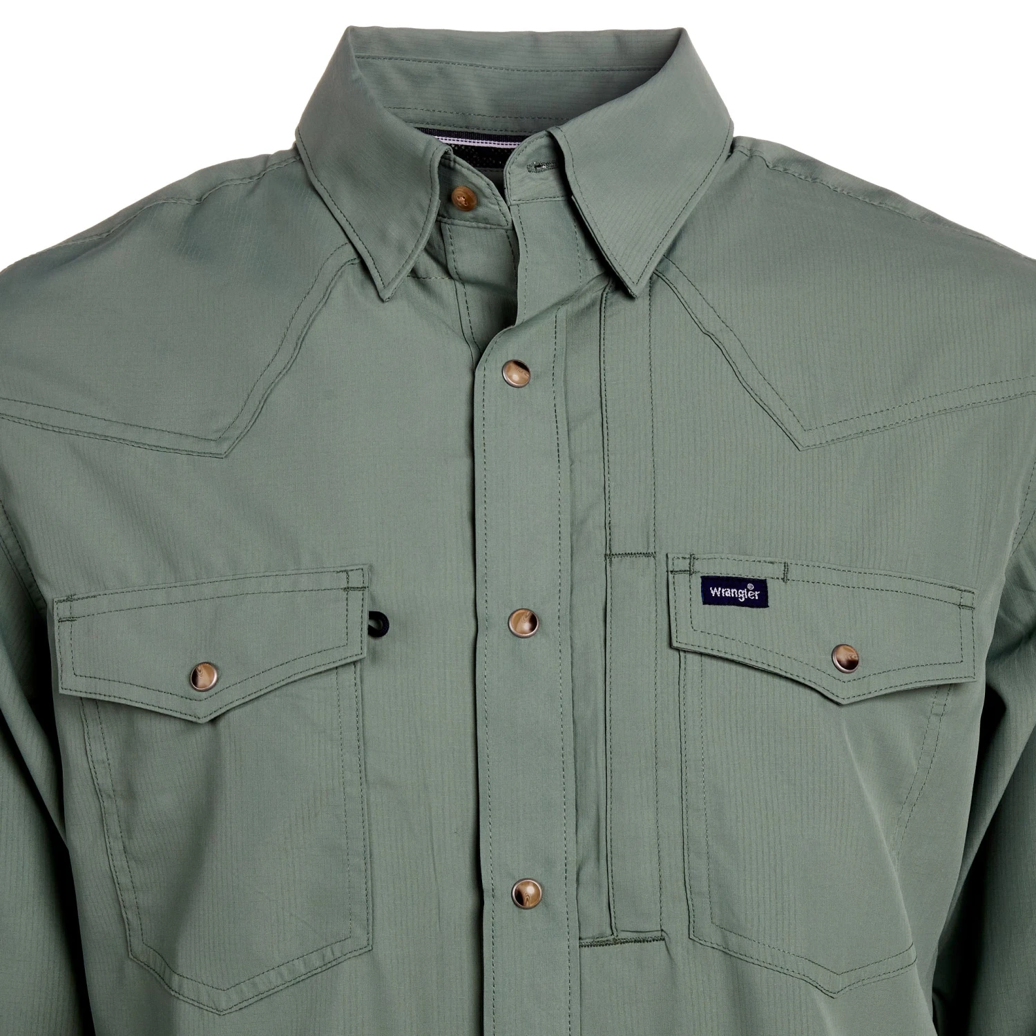Wrangler Men's Hedge Green Performance Long Sleeve Snap Shirt - Image 2