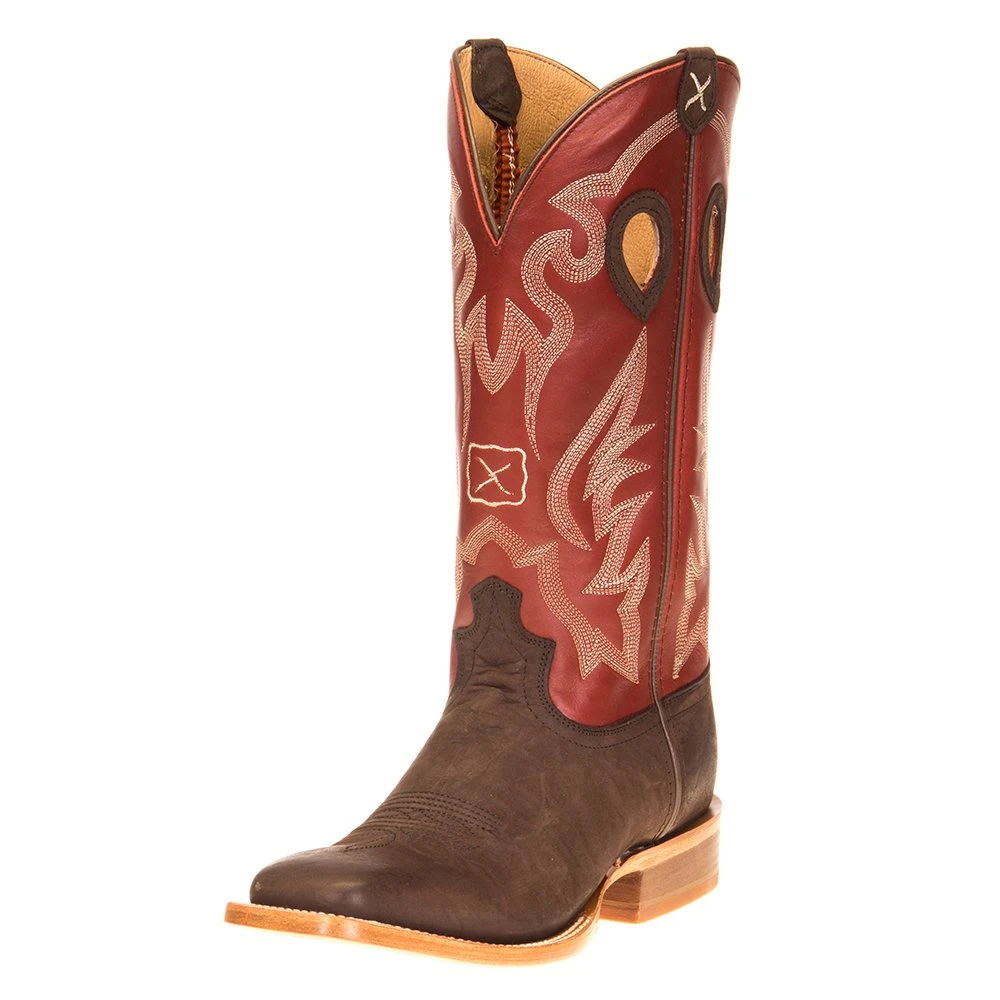 Twisted X Men's Twisted X Ruff Stock Smokey Chocolate 14in. Maroon Top Cowboy Boot