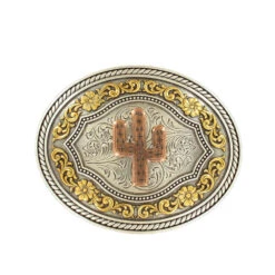 Nocona Belt Buckle With Copper Cactus