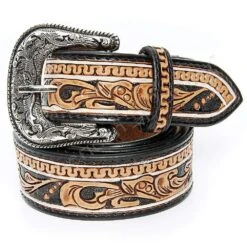 American Darling Women's Floral Tooled Belt With Black Background