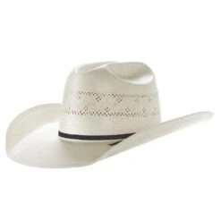 American Hats Solid Weave Fancy Vent 4in. Brim Straw Cowboy Hat
