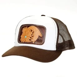 McIntire Saddlery Brown Foam Trucker Cap With Leather Tool Patch