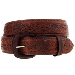 Vogt Silversmiths Oiled Bison Floral Belt