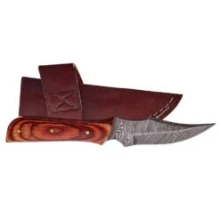 Western Fashion Twisted X Damascus Light Pakkawood Fixed Blade W/Sheath XA-B1109