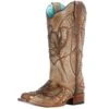 Nrs Footwear Womens Corral Brown Horse Shoe Overlay Boot