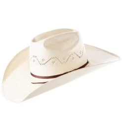 American Hats AHC 7420 2 Cord Chocolate Band 4 1/2in. Brim Open Crown Straw Cowboy Hat