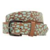 Gem Dandy Accessories Women's Leather Belt With Turquoise Leopard Print