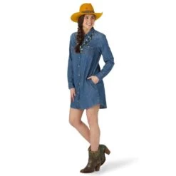 Wrangler Women's Retro Denim Work Shirt Dress