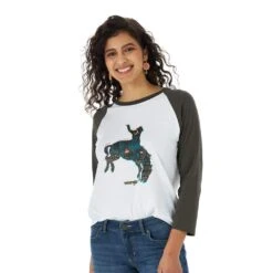 Wrangler Women's Bronco Graphic Baseball Tee