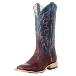 Horsepower Boots Men's Horsepower Top Hand Mahogany Antique Goat 13in. Navy Top Boot