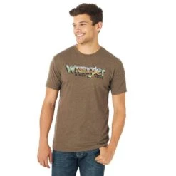 Wrangler Men's Brown Desert Scene Logo Graphic T-Shirt