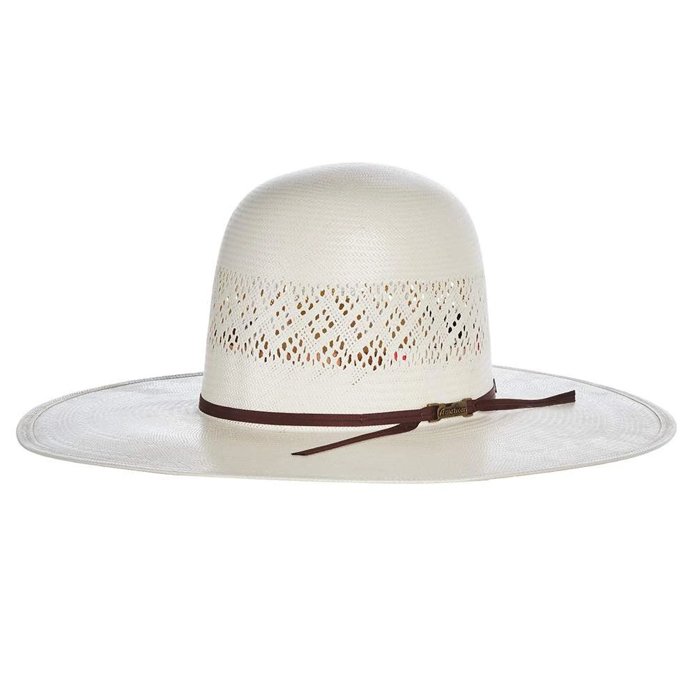 American Hats Fancy Vent Ivory 4 1/4in. Brim Chocolate Cord Straw Hat