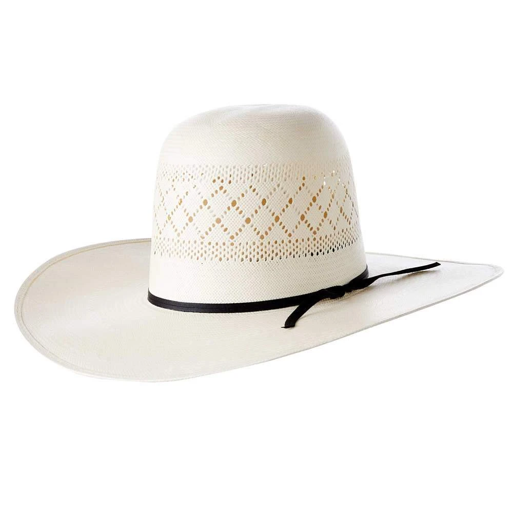 Rodeo King Ivory Double Diamond Open Crown 4 1/2in. Brim Straw Cowboy Hat