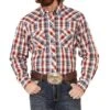Wrangler Men's 20X Competition Red Plaid Long Sleeve Snap Shirt