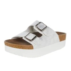 Corkys Footwear Womens Tabloid White Metallic Slide