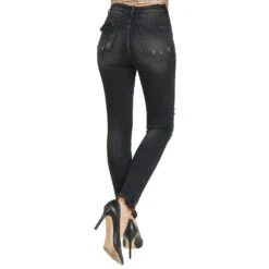 Risen Jeans Women's HIgh Rise Vintage Black Skinny Jeans