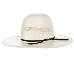 American Hats AHC 7104 Solid Weave Fancy Vent Ivory 4 1/4in. Brim Round Oval Open Crown Cowboy Hat