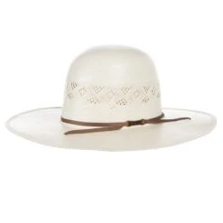 American Hats AHC 8500 Fancy Vent Solid Weave Ivory 4 1/4in. Brim Round Oval Open Crown Cowboy Hat