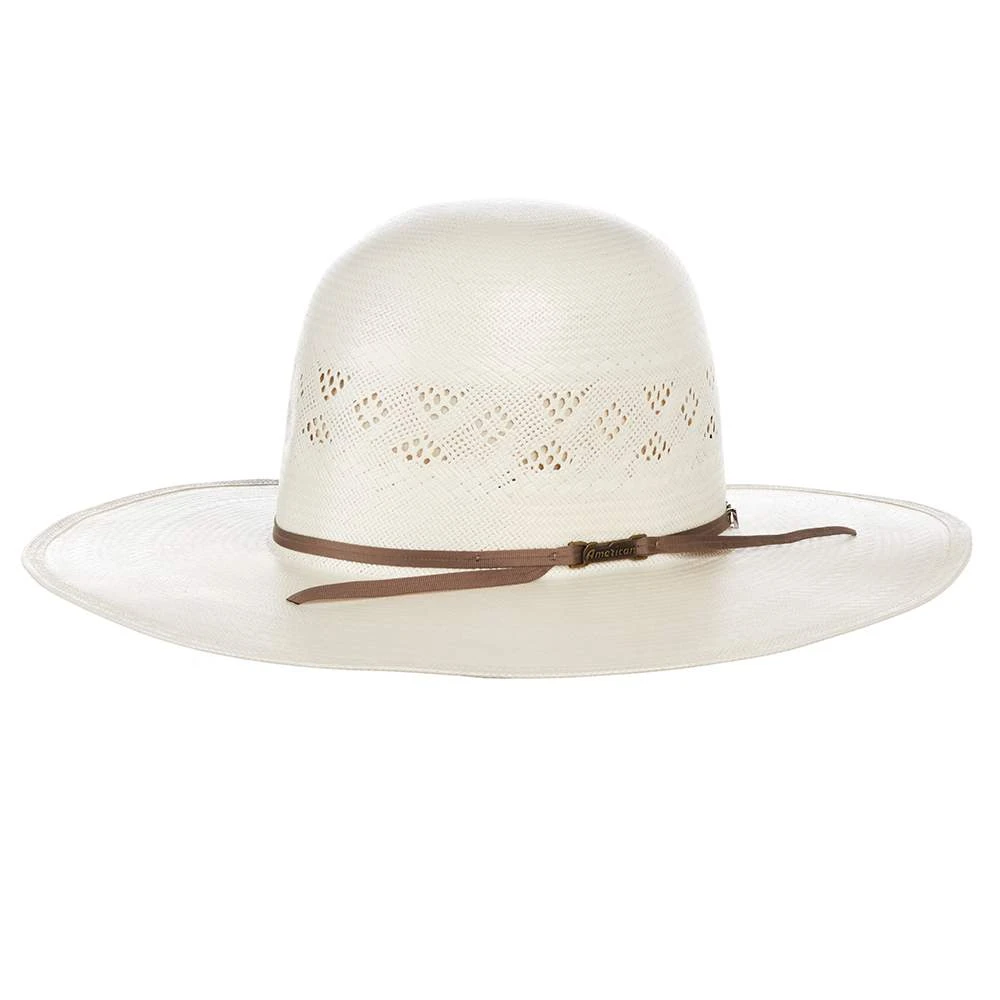 American Hats AHC 8500 Fancy Vent Solid Weave Ivory 4 1/4in. Brim Round Oval Open Crown Cowboy Hat