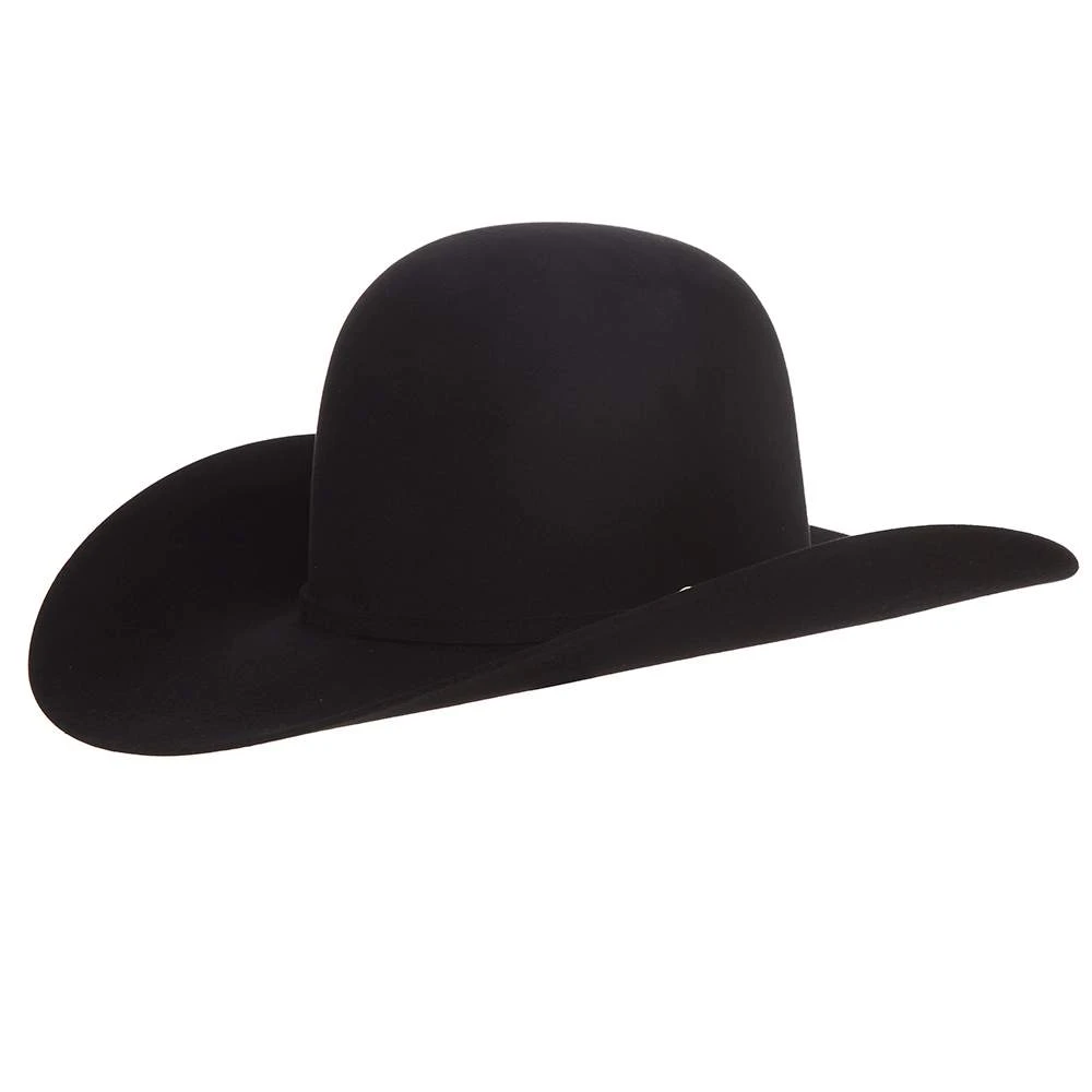 American Hats AHC 7X Black Self Band 4 1/4in. Brim Round Oval Open Crown Felt Cowboy Hat