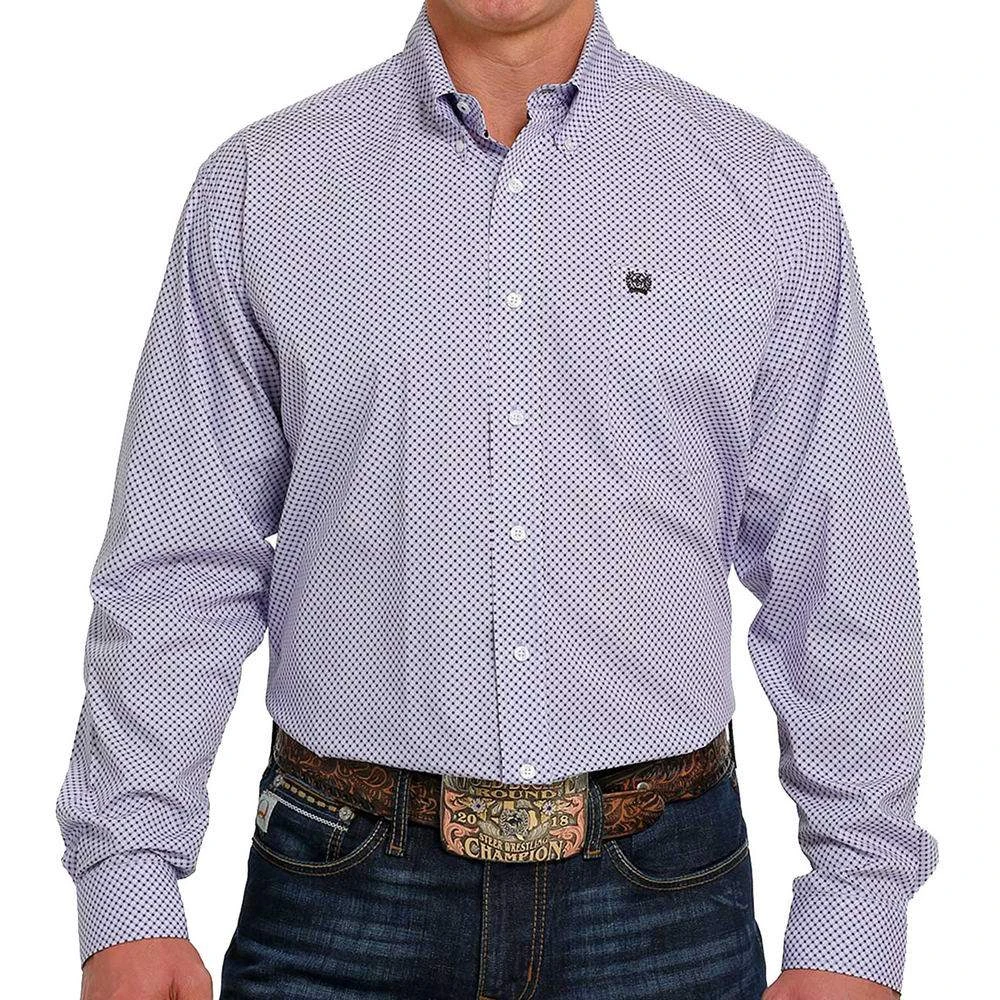 Cinch Men's Purple And Black Print Button-Down