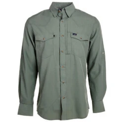 Wrangler Men's Hedge Green Performance Long Sleeve Snap Shirt
