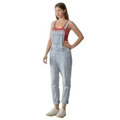Risen Jeans Women's Distressed Relaxed Fit Overalls