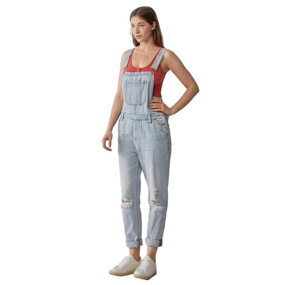 Risen Jeans Women's Distressed Relaxed Fit Overalls