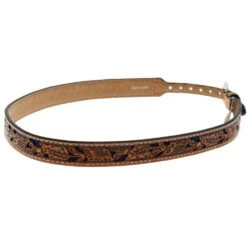 MF 3/4in. Floral Tooled With Blue Underlay Hat Band