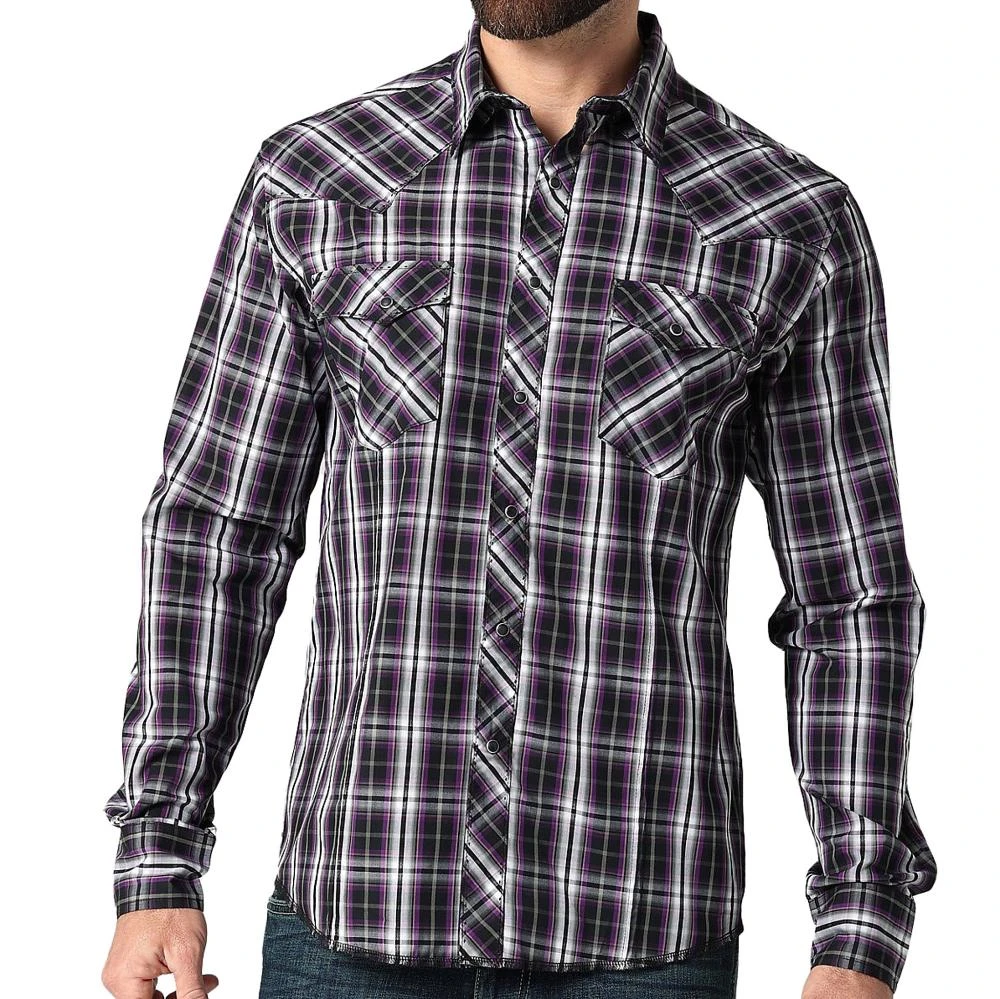 Wrangler Men's Fashion Western Snap Plaid Shirt