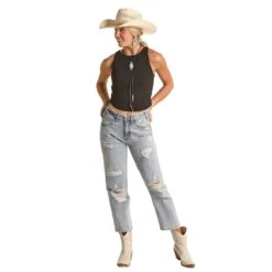 Rock & Roll Denim Womens Light Wash Crop Jeans