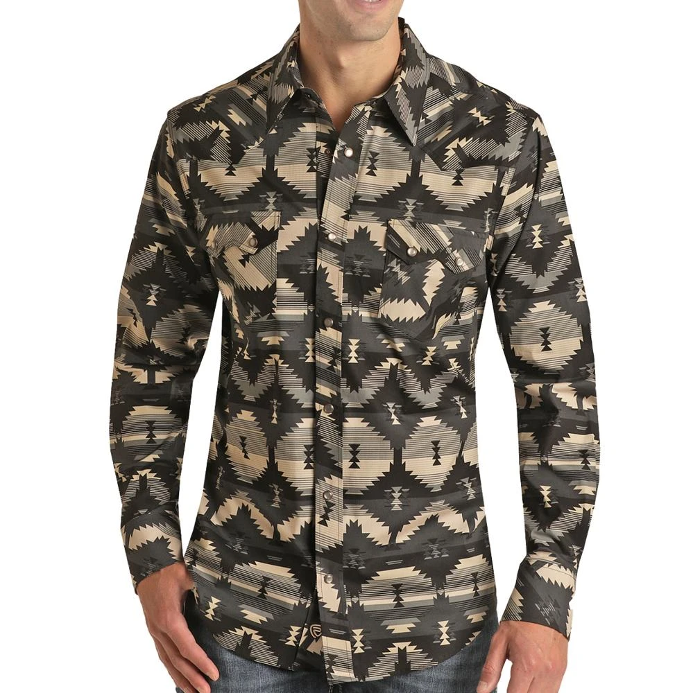 Rock N Roll Cowboy Men's Aztec Snap Shirt