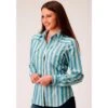 Roper Womens Striped Cotton/Poly Snap Shirt