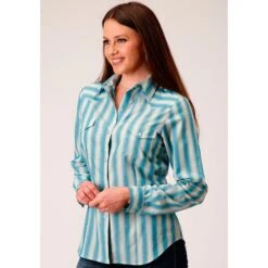 Roper Womens Striped Cotton/Poly Snap Shirt