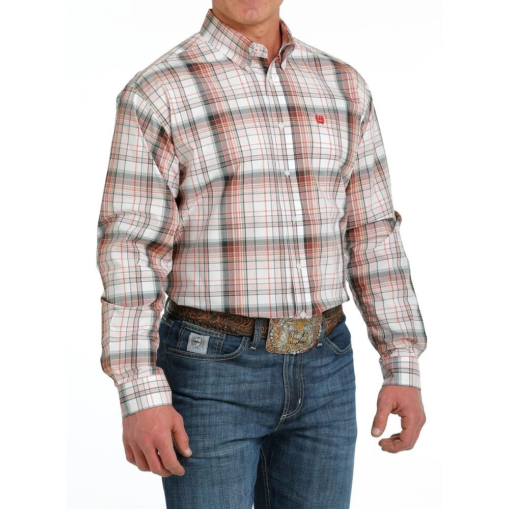 Cinch Mens Plaid Button Down Long Sleeve Shirt