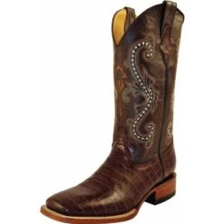 Ferrini Men's Chocolate Gator Belly Print Cowboy Boots