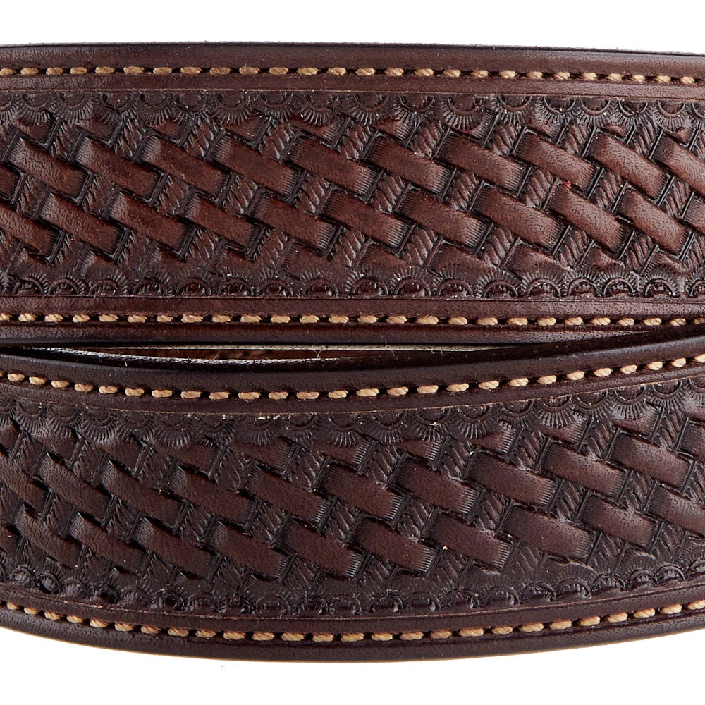 Texas Saddlery Chocolate Basket Stamp Belt - Image 2