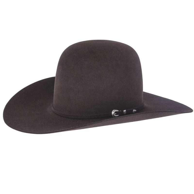 Rodeo King 7X Black Open Crown Felt Cowboy Hat