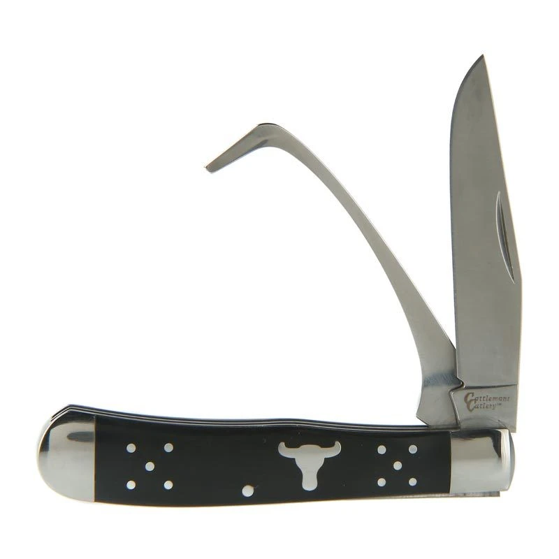Cattlemans Cutlery Black Farriers Trapper Pocket Knife