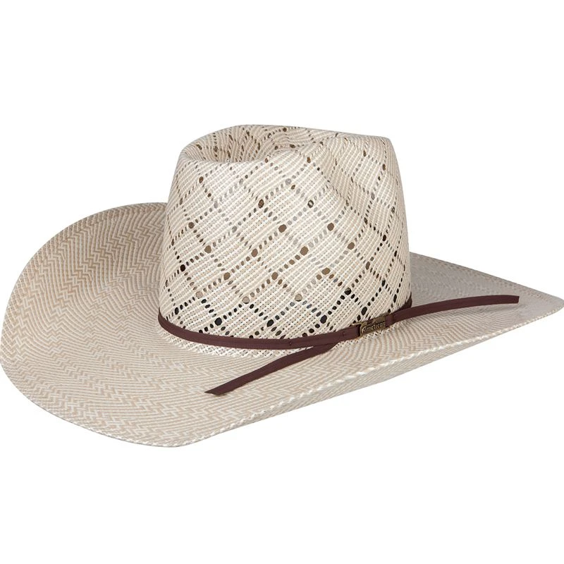 American Hats 5050 Sand Patchwork 4 1/4in Brim Open Crown Straw Cowboy Hat - Image 3