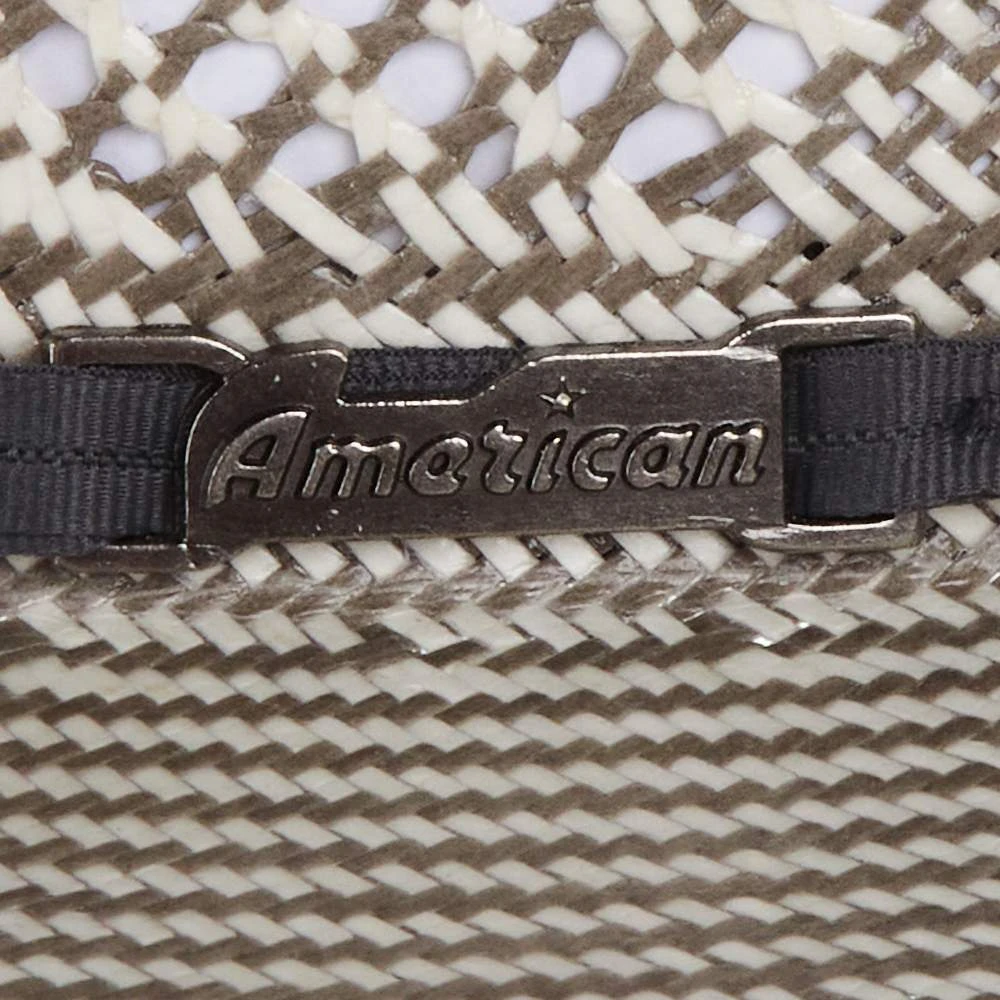 American Hats AHC 5100 Fancy Vent Two Tone Grey/Ivory 4 1/4in. Brim Round Oval Open Crown Cowboy Hat - Image 2