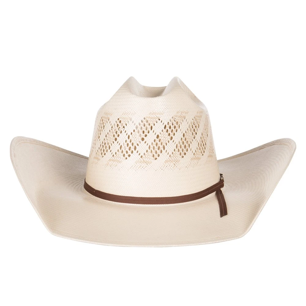 American Hats Ivory And Tan Wide Vent 4 1/4in. Brim Round Oval Straw Cowboy Hat - Image 2