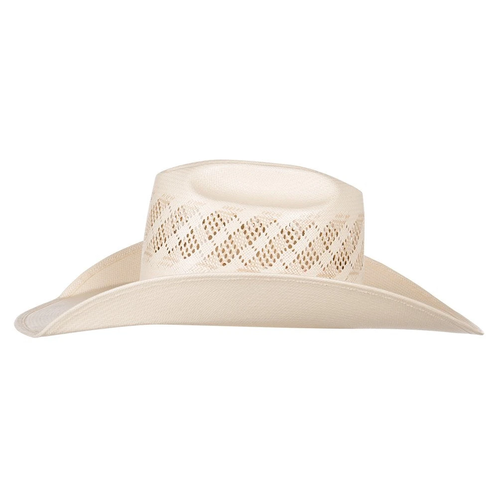 American Hats Ivory And Tan Wide Vent 4 1/4in. Brim Round Oval Straw Cowboy Hat - Image 3