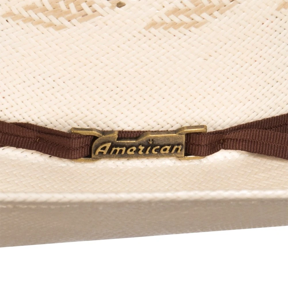 American Hats Ivory And Tan Wide Vent 4 1/4in. Brim Round Oval Straw Cowboy Hat - Image 4