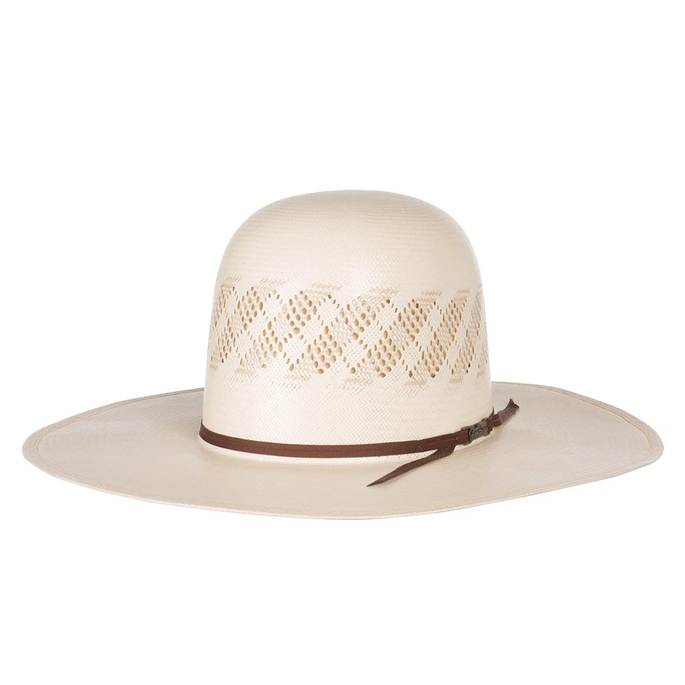 American Hats Ivory And Tan Wide Vent 4 1/4in. Brim Round Oval Straw Cowboy Hat - Image 5