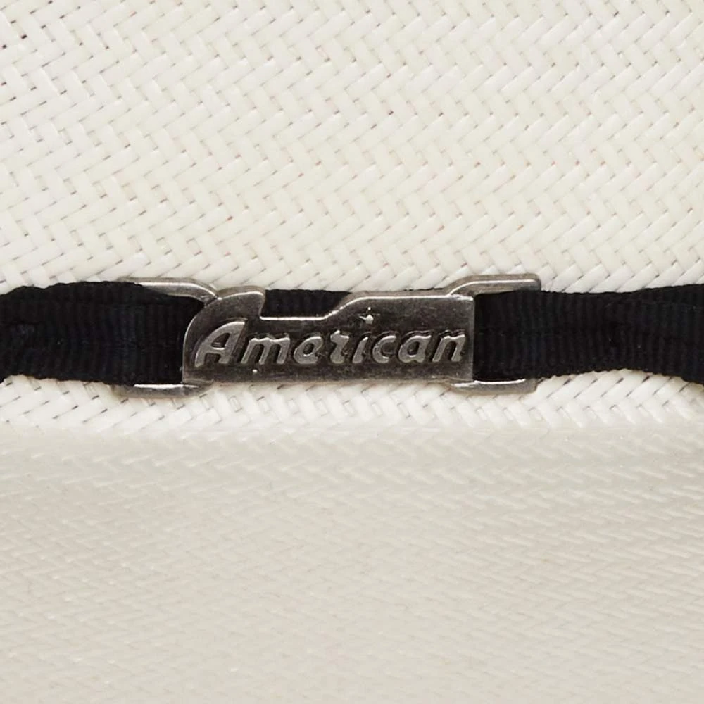 American Hats AHC 7104 Solid Weave Fancy Vent Ivory 4 1/4in. Brim Round Oval Open Crown Cowboy Hat - Image 2