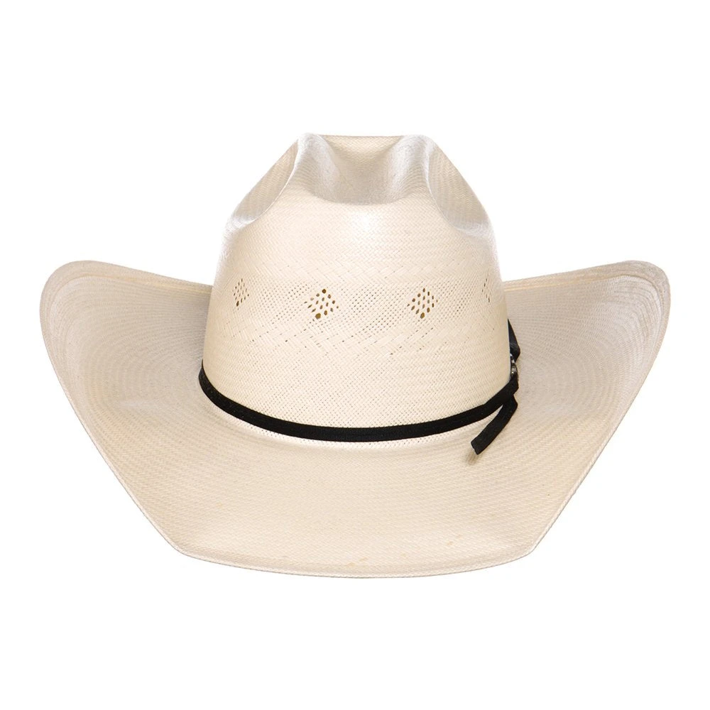 American Hats Fancy Vent Ivory Black 4-1/4in. Brim Round Oval Straw Cowboy Hat - Image 2